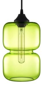 Hand-Blown Transparent Green Glass Pendant Light